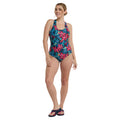 Red - Pack Shot - Animal Womens-Ladies Mia Floral Cross Back One Piece Swimsuit