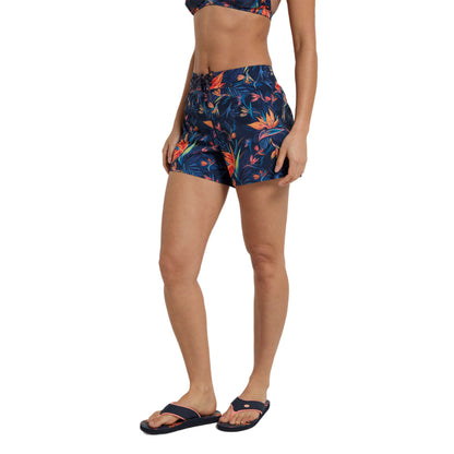 Orange - Side - Animal Womens-Ladies Aurora Flower Boardshorts