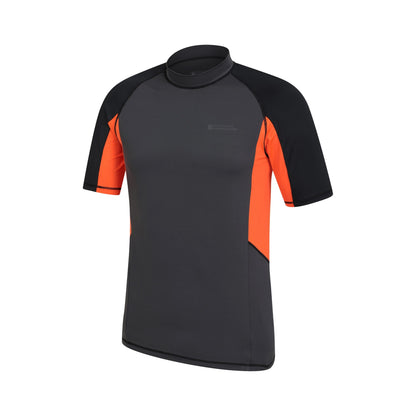 Grey - Side - Mountain Warehouse Mens Cove Recycled Polyester Short-Sleeved Rash Guard