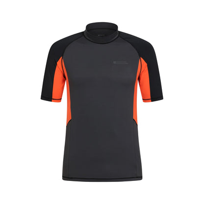 Grey - Front - Mountain Warehouse Mens Cove Recycled Polyester Short-Sleeved Rash Guard
