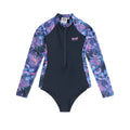 Blue - Front - Animal Childrens-Kids Gala Leaves Long-Sleeved One Piece Swimsuit