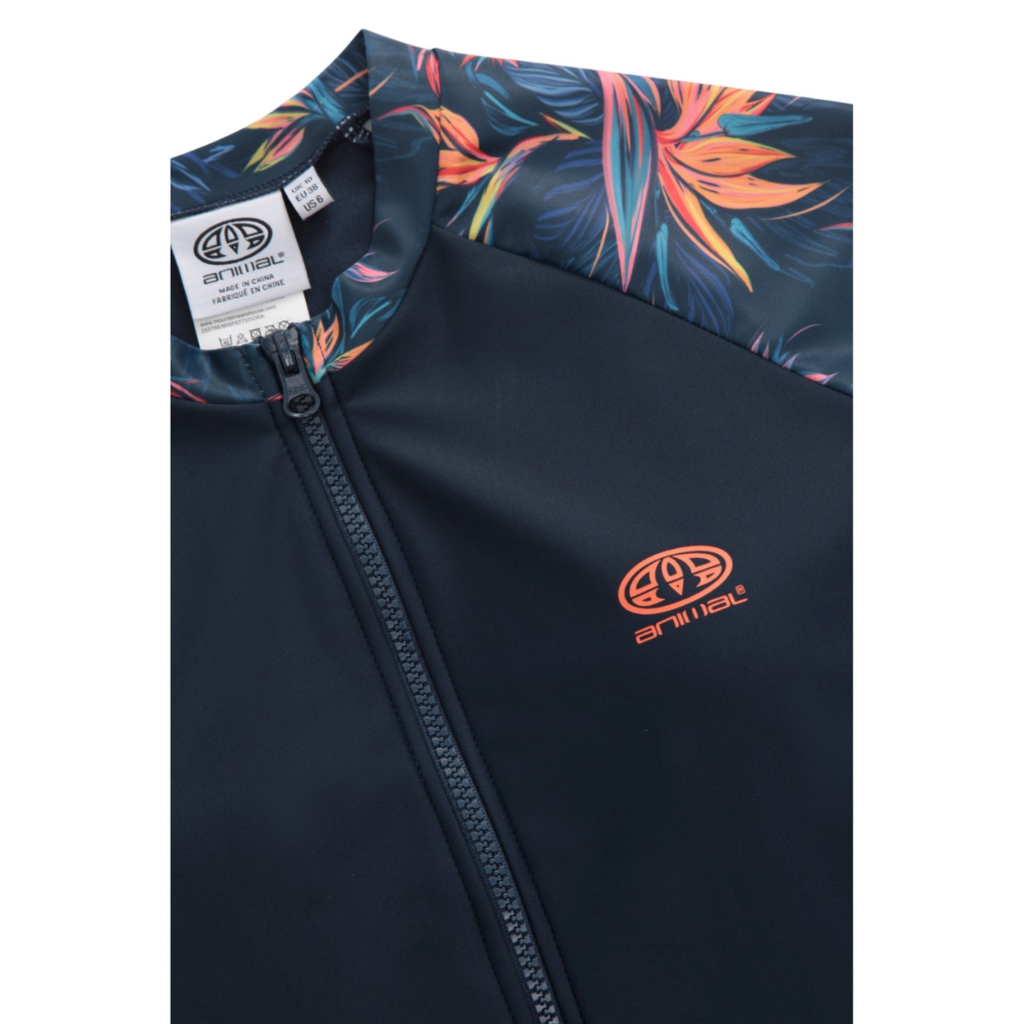Orange - Side - Animal Womens-Ladies Isla Tropical Leaves Short-Sleeved Wetsuit