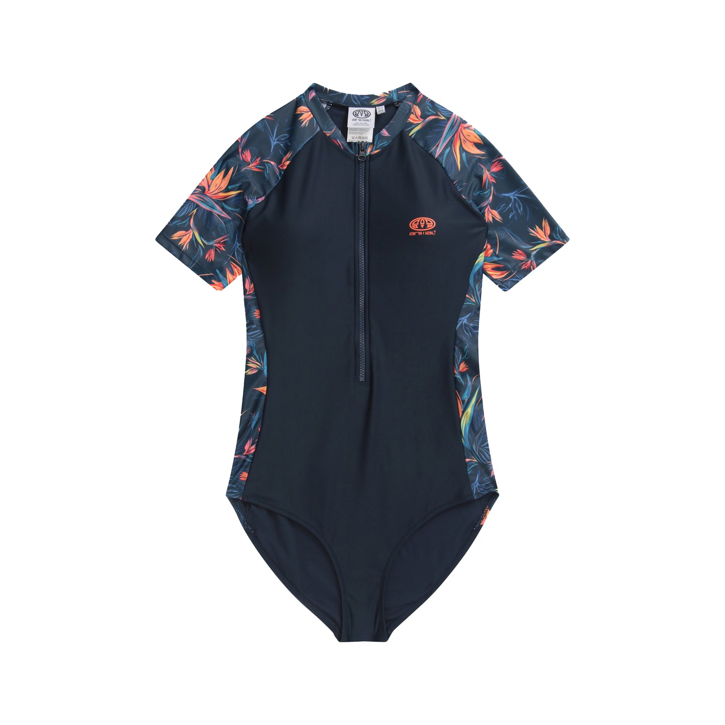 Orange - Front - Animal Womens-Ladies Isla Tropical Leaves Short-Sleeved Wetsuit