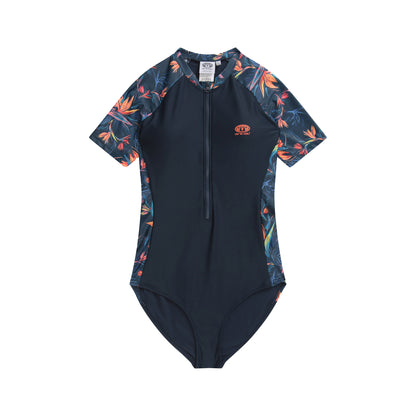 Orange - Front - Animal Womens-Ladies Isla Tropical Leaves Short-Sleeved Wetsuit