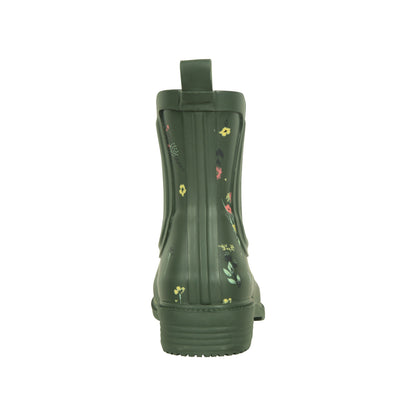 Dark Khaki - Back - Mountain Warehouse Womens-Ladies Flowers Rubber Ankle Wellington Boots