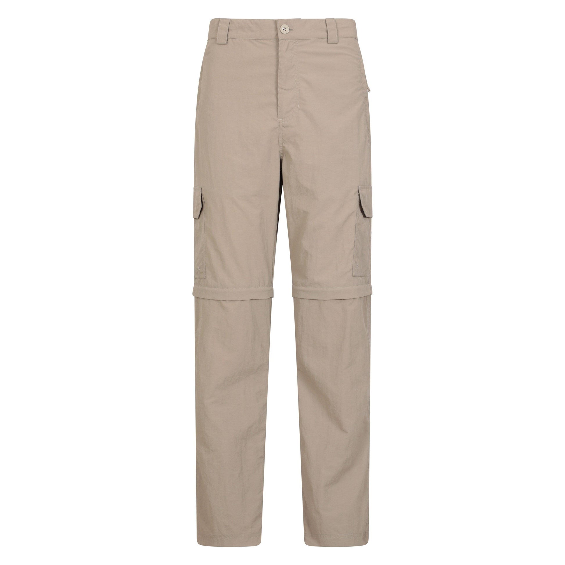 Beige - Front - Mountain Warehouse Mens Explore Zip-Off Trousers