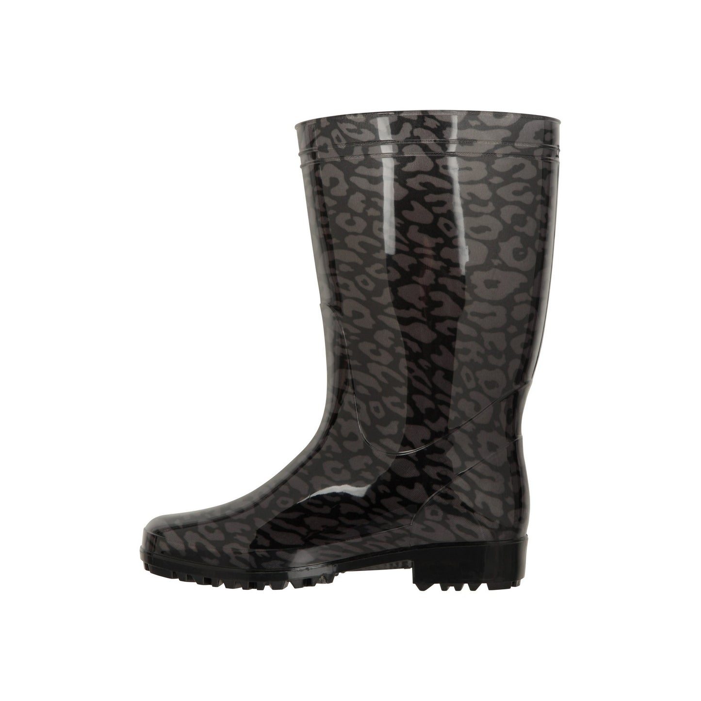 Dark Grey - Side - Mountain Warehouse Womens-Ladies Splash Animal Print Wide Calf Wellington Boots