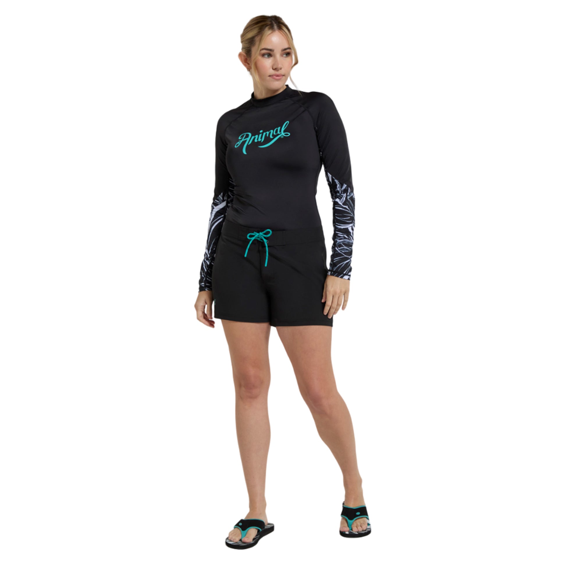 Jet Black - Pack Shot - Animal Womens-Ladies Aurora Swim Shorts