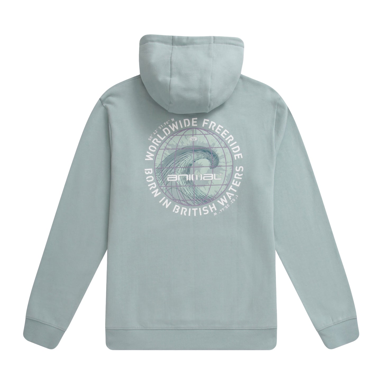 Pale Blue - Back - Animal Mens River Back Print Organic Hoodie