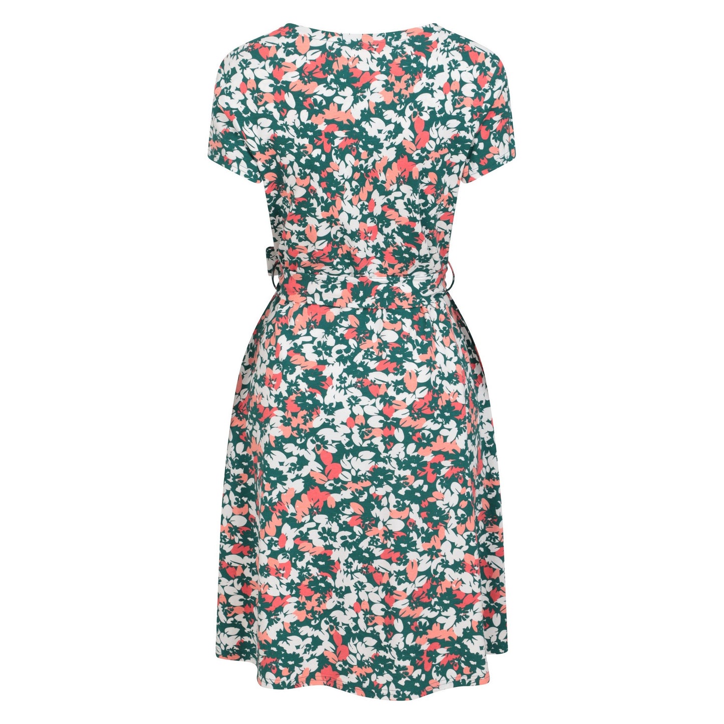 Teal - Back - Mountain Warehouse Womens-Ladies Santorini Floral Jersey Wrap Dress