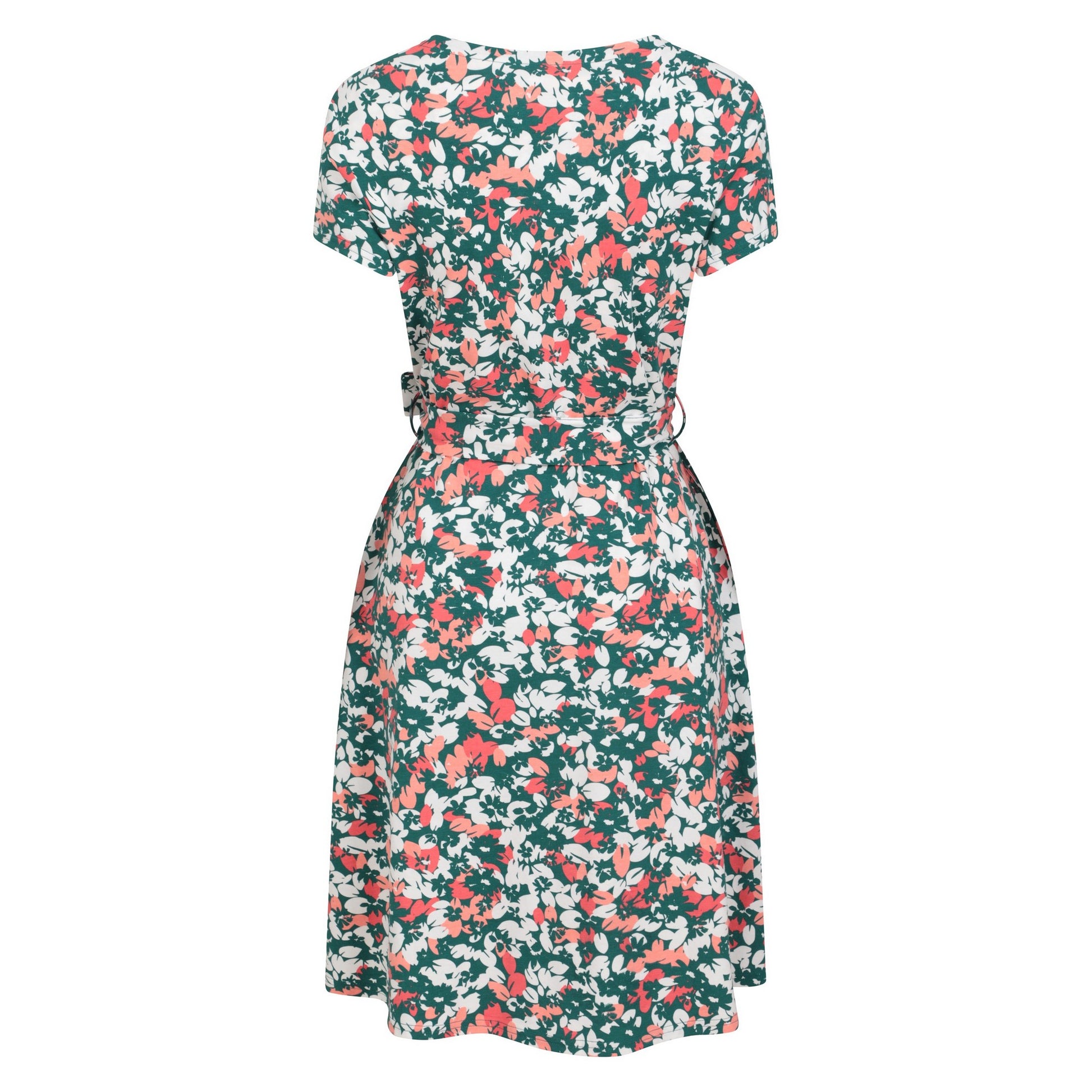 Teal - Back - Mountain Warehouse Womens-Ladies Santorini Floral Jersey Wrap Dress