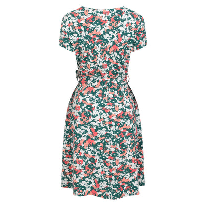 Teal - Back - Mountain Warehouse Womens-Ladies Santorini Floral Jersey Wrap Dress