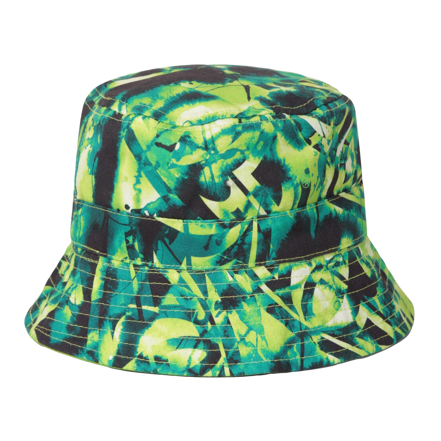 Bright Green - Side - Mountain Warehouse Childrens-Kids Abstract Reversible Bucket Hat