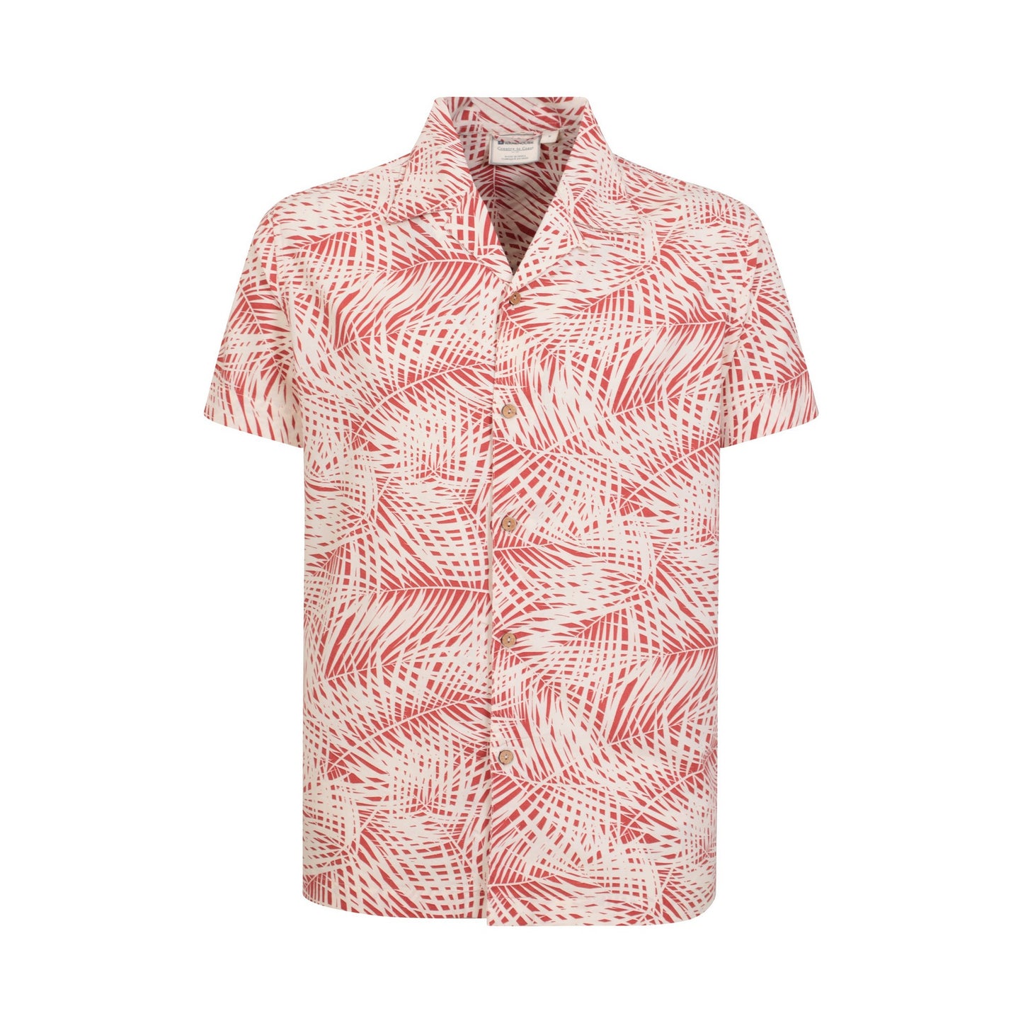 Dark Red-White - Front - Mountain Warehouse Mens Palm Leaf Beach Shirt