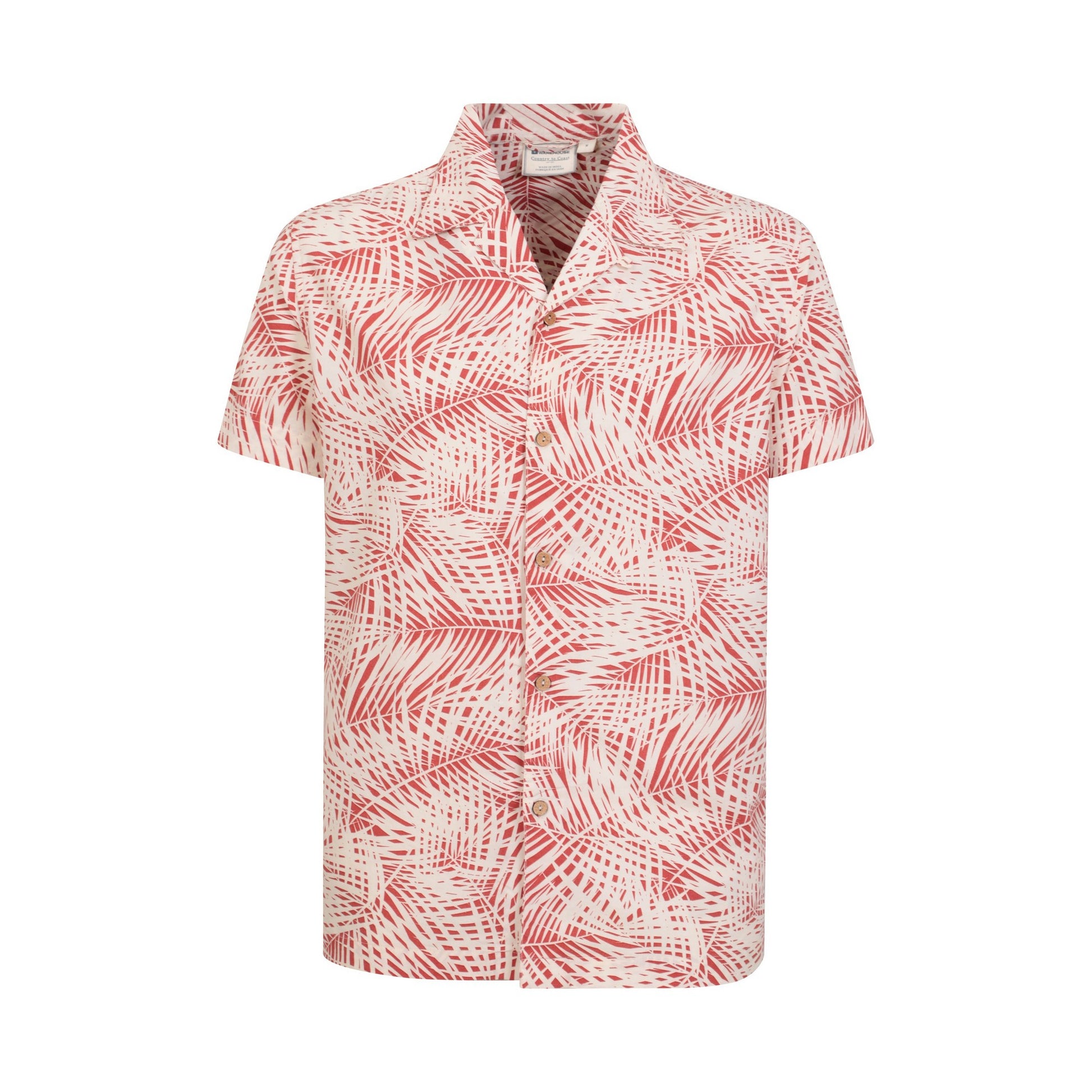 Dark Red-White - Front - Mountain Warehouse Mens Palm Leaf Beach Shirt