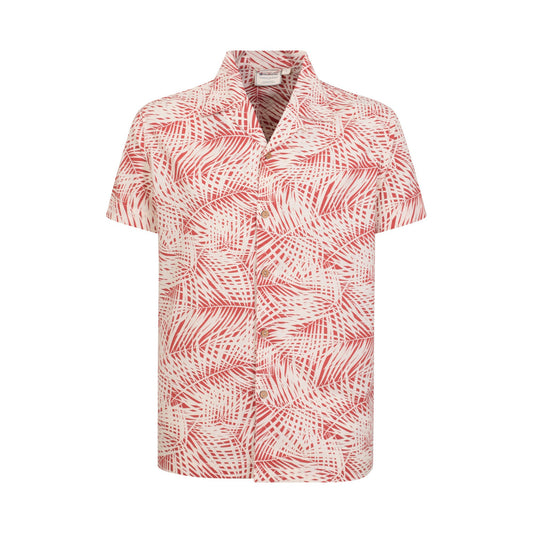 Dark Red-White - Front - Mountain Warehouse Mens Palm Leaf Beach Shirt