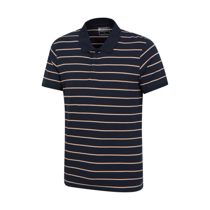 Navy - Side - Mountain Warehouse Mens Wren Stripe Cotton Polo Shirt