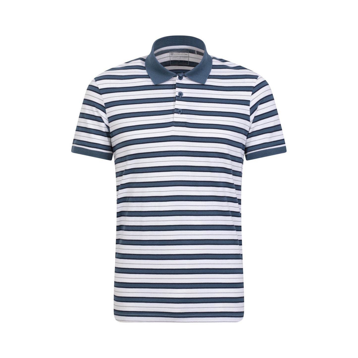White - Front - Mountain Warehouse Mens Wren Stripe Cotton Polo Shirt