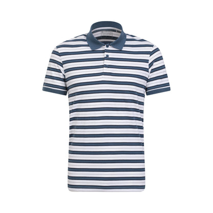 White - Front - Mountain Warehouse Mens Wren Stripe Cotton Polo Shirt