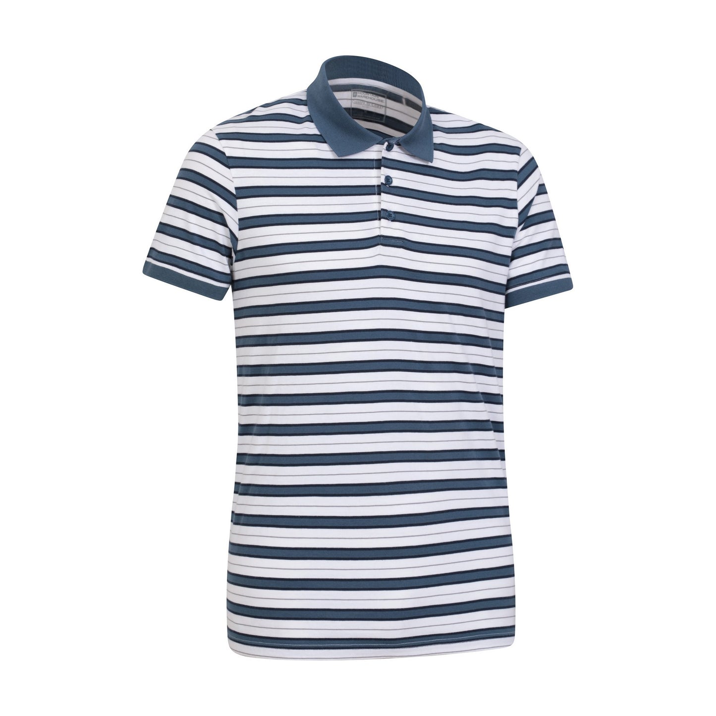 White - Lifestyle - Mountain Warehouse Mens Wren Stripe Cotton Polo Shirt