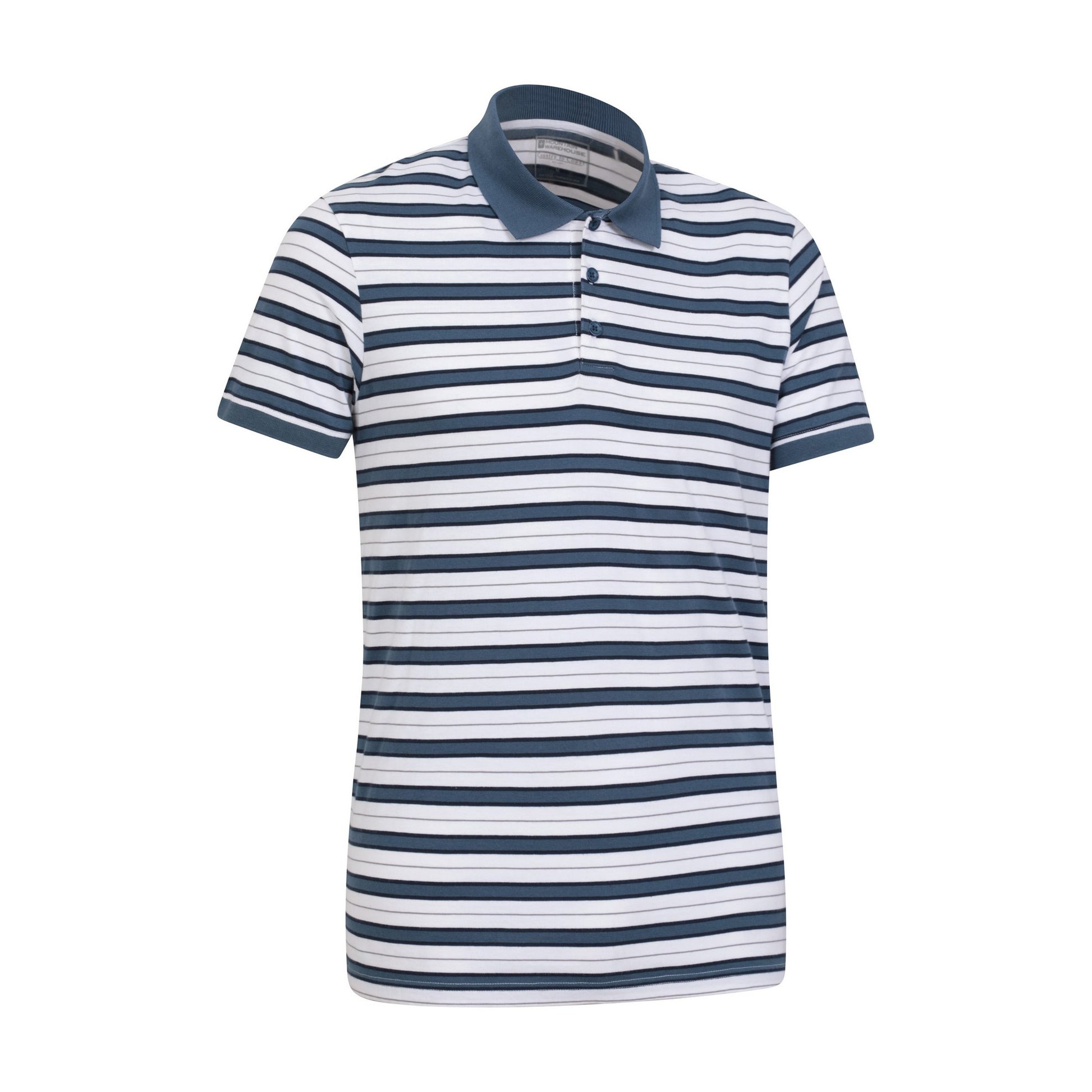 White - Lifestyle - Mountain Warehouse Mens Wren Stripe Cotton Polo Shirt