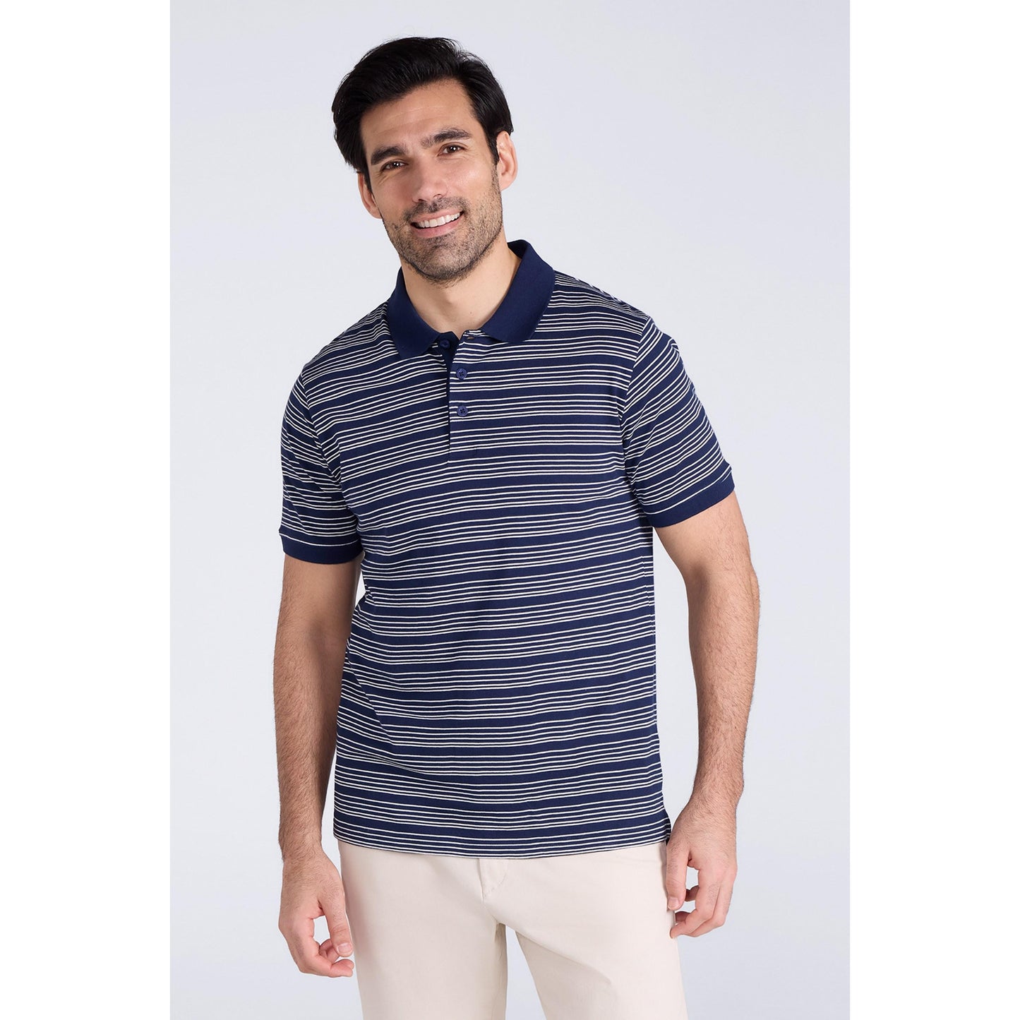 Dark Blue - Front - Mountain Warehouse Mens Wren Stripe Cotton Polo Shirt