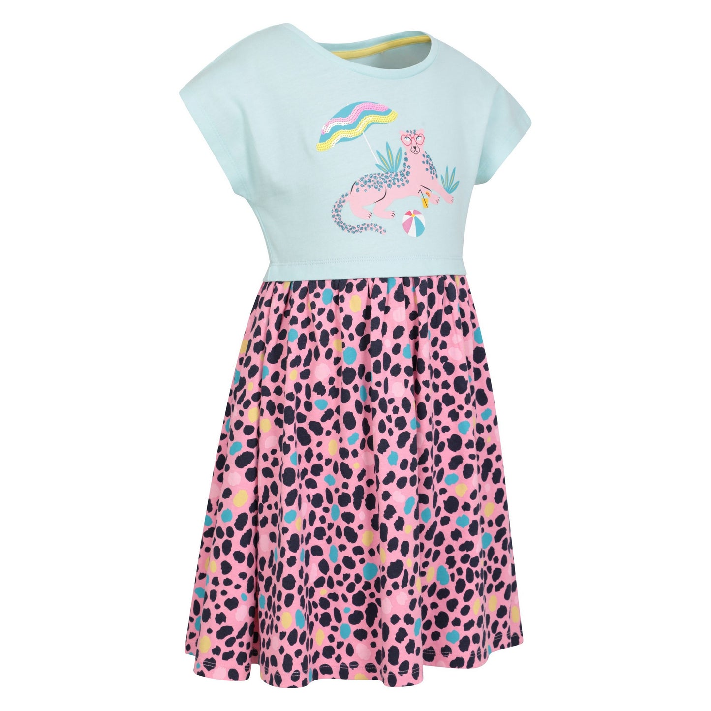 Light Blue - Lifestyle - Mountain Warehouse Girls Poppy Leopard Print Organic Cotton Dress