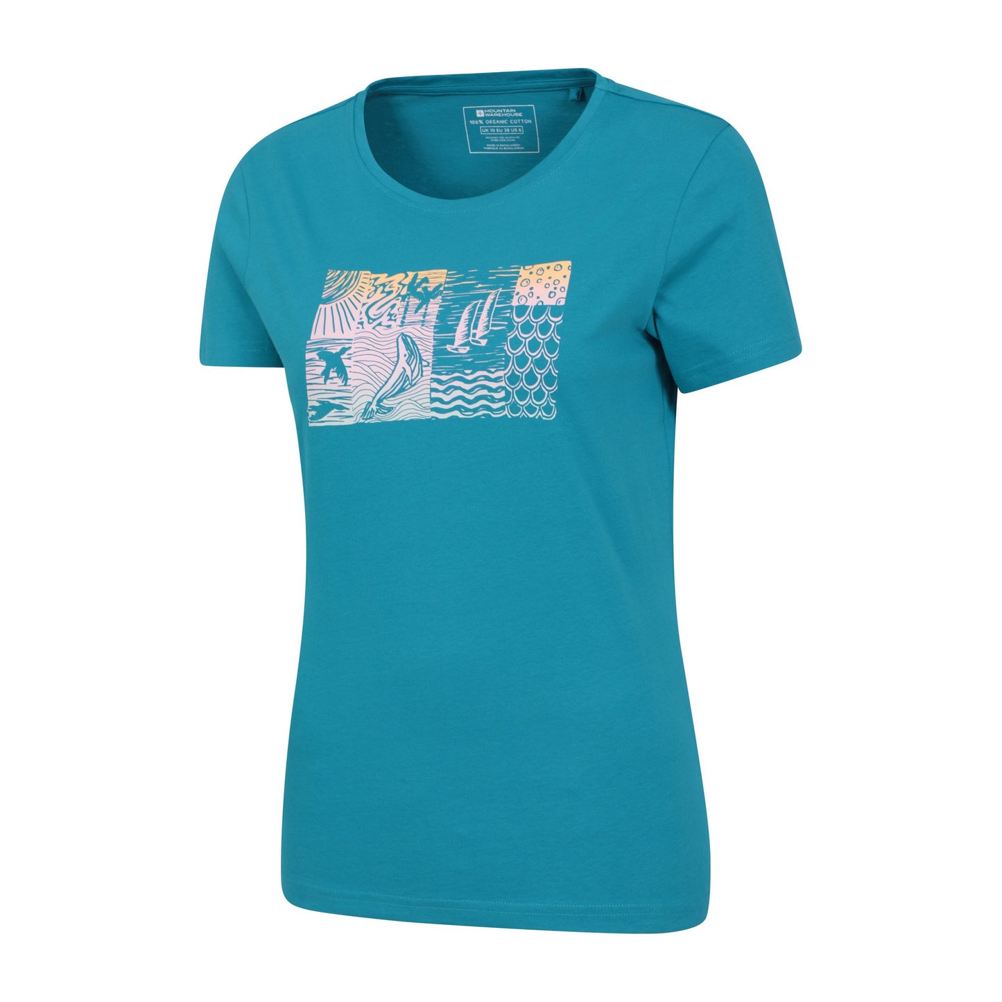 Teal - Side - Mountain Warehouse Womens-Ladies Sealife Organic T-Shirt