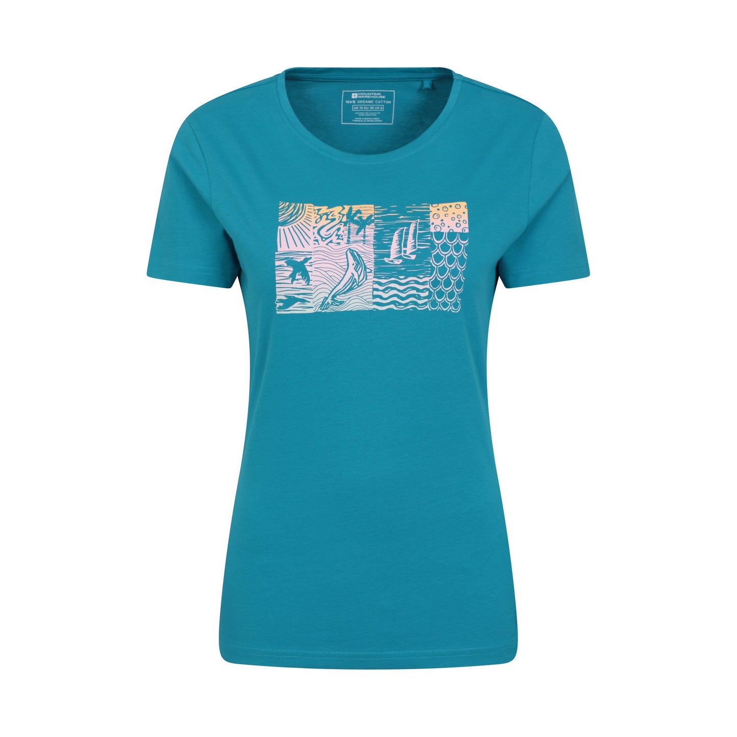 Teal - Front - Mountain Warehouse Womens-Ladies Sealife Organic T-Shirt