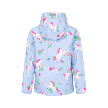 Turquoise - Back - Mountain Warehouse Childrens-Kids Exodus II Unicorn Water Resistant Soft Shell Jacket