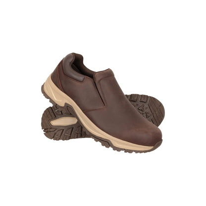 Dark Brown - Front - Mountain Warehouse Mens Rydal Leather Ortholite Shoes
