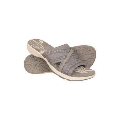 Grey - Close up - Mountain Warehouse Womens-Ladies Comfort Crest Slip-on Sliders