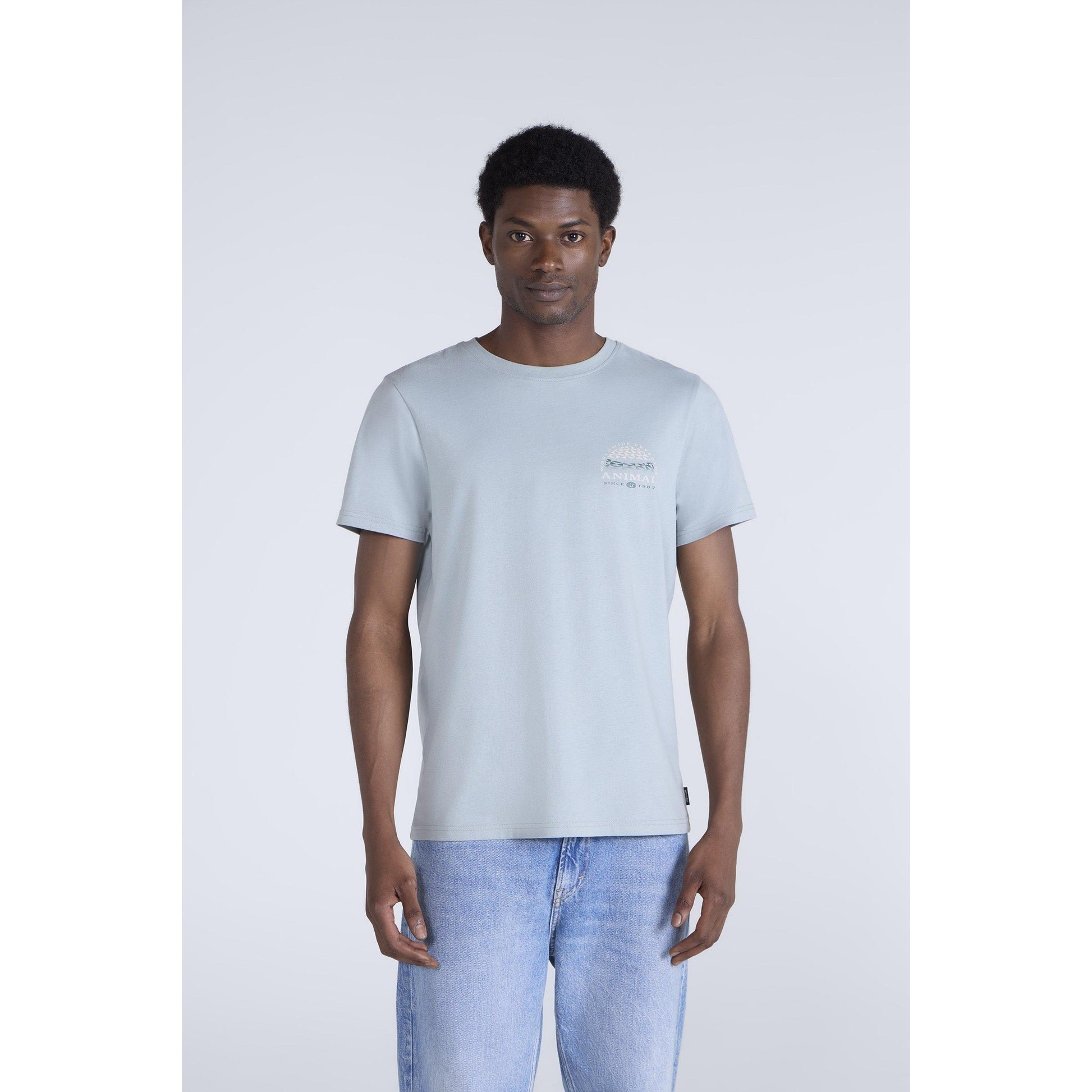 Light Teal - Front - Animal Mens Jacob Organic T-Shirt