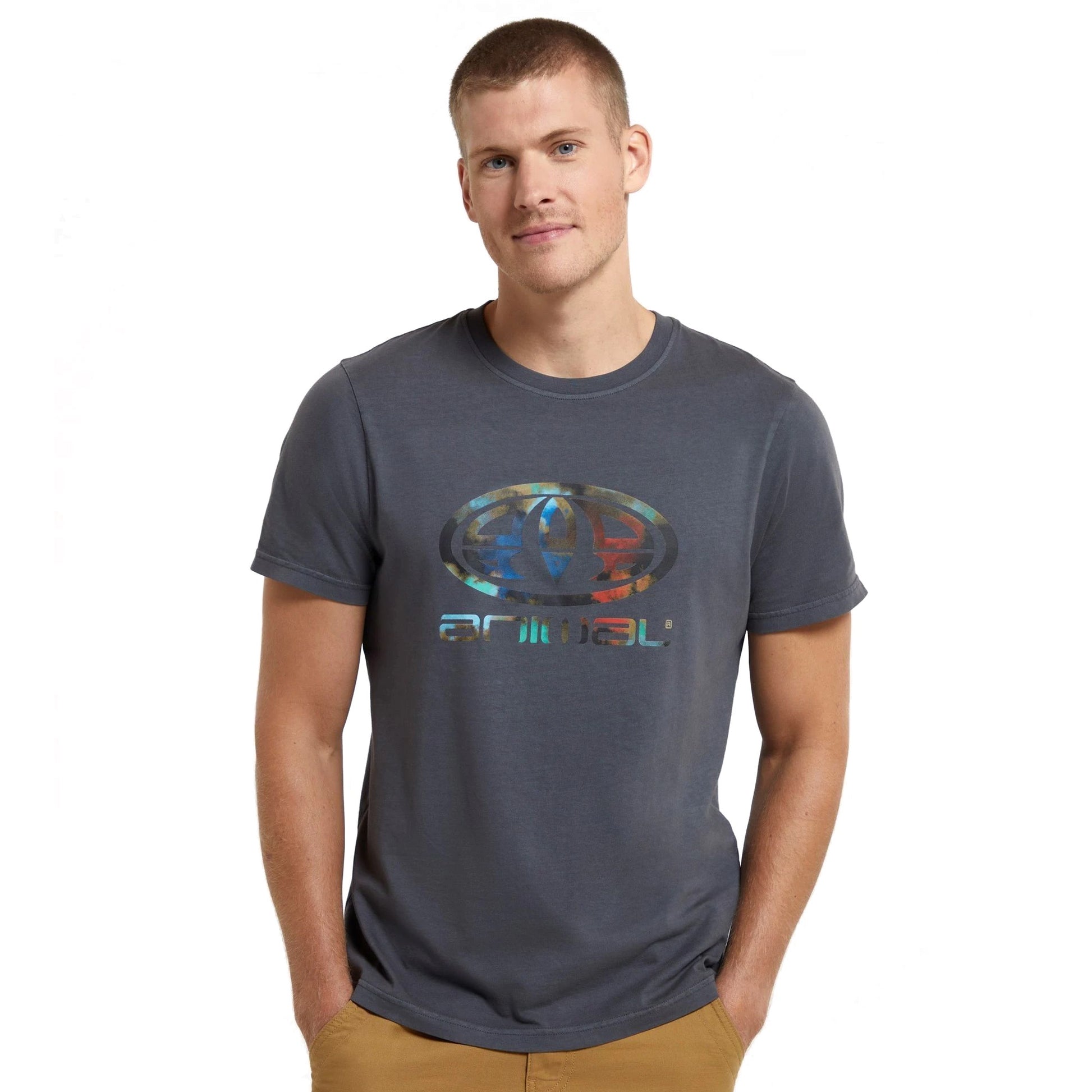 Dark Grey - Side - Animal Mens Jacob Organic T-Shirt