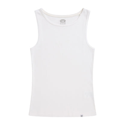 White - Front - Animal Womens-Ladies Ribbed Organic Tank Top