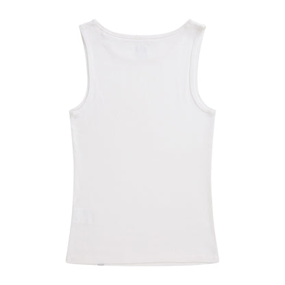 White - Back - Animal Womens-Ladies Ribbed Organic Tank Top