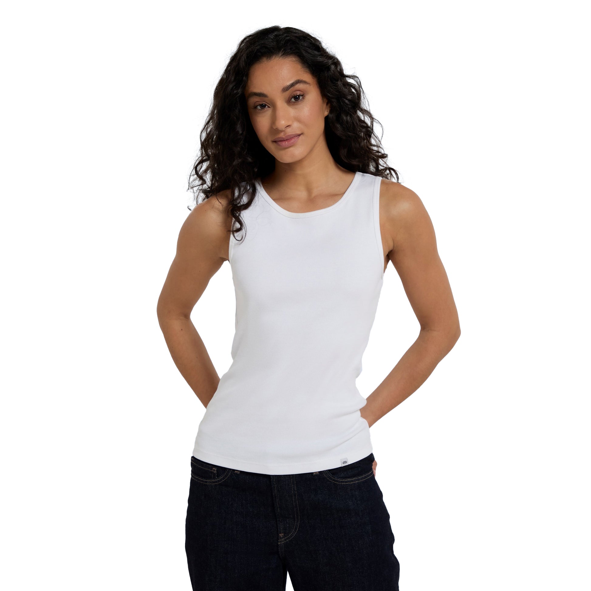 White - Side - Animal Womens-Ladies Ribbed Organic Tank Top