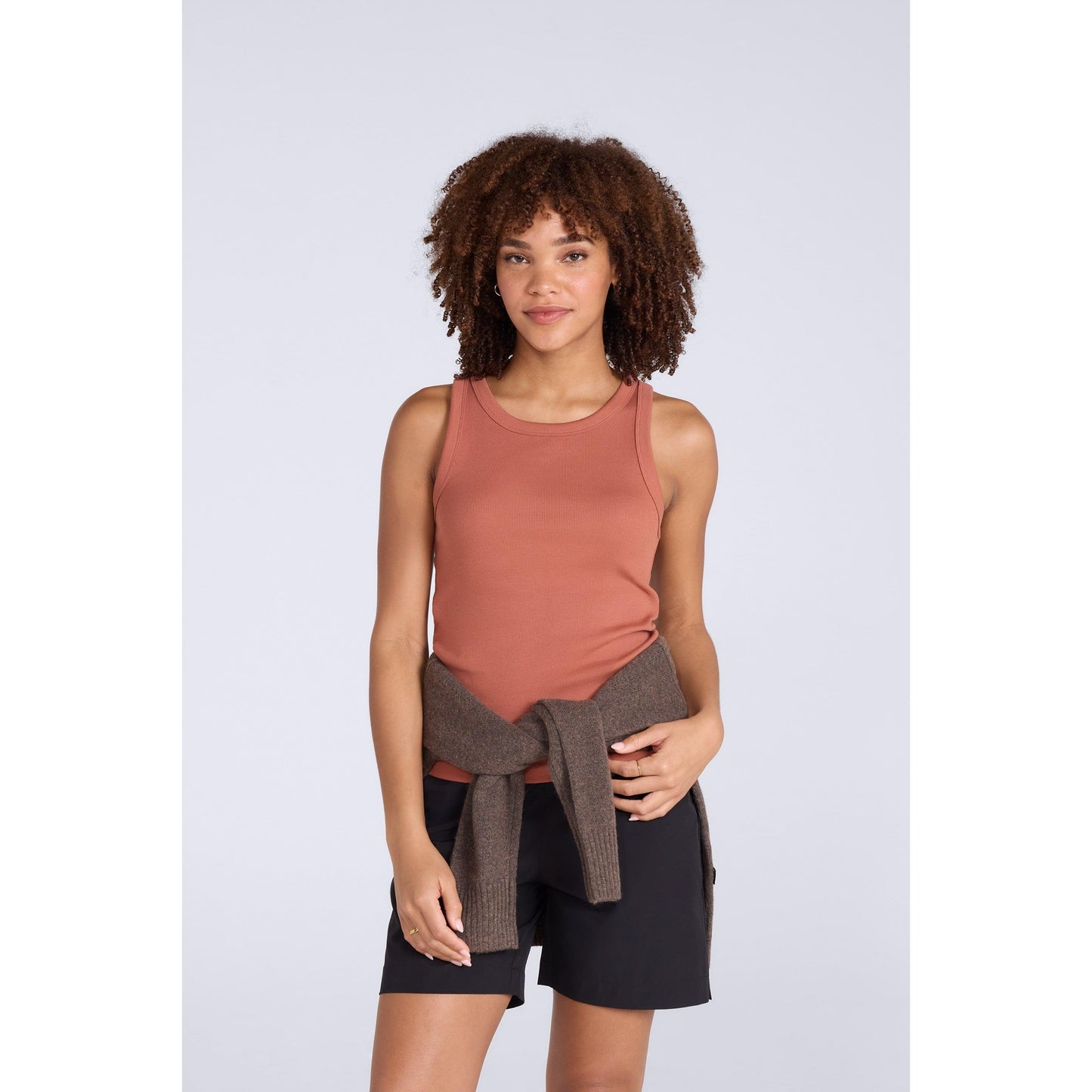 Rust - Front - Animal Womens-Ladies Ribbed Organic Tank Top
