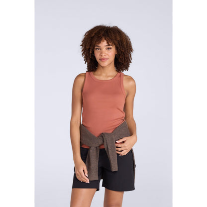 Rust - Front - Animal Womens-Ladies Ribbed Organic Tank Top