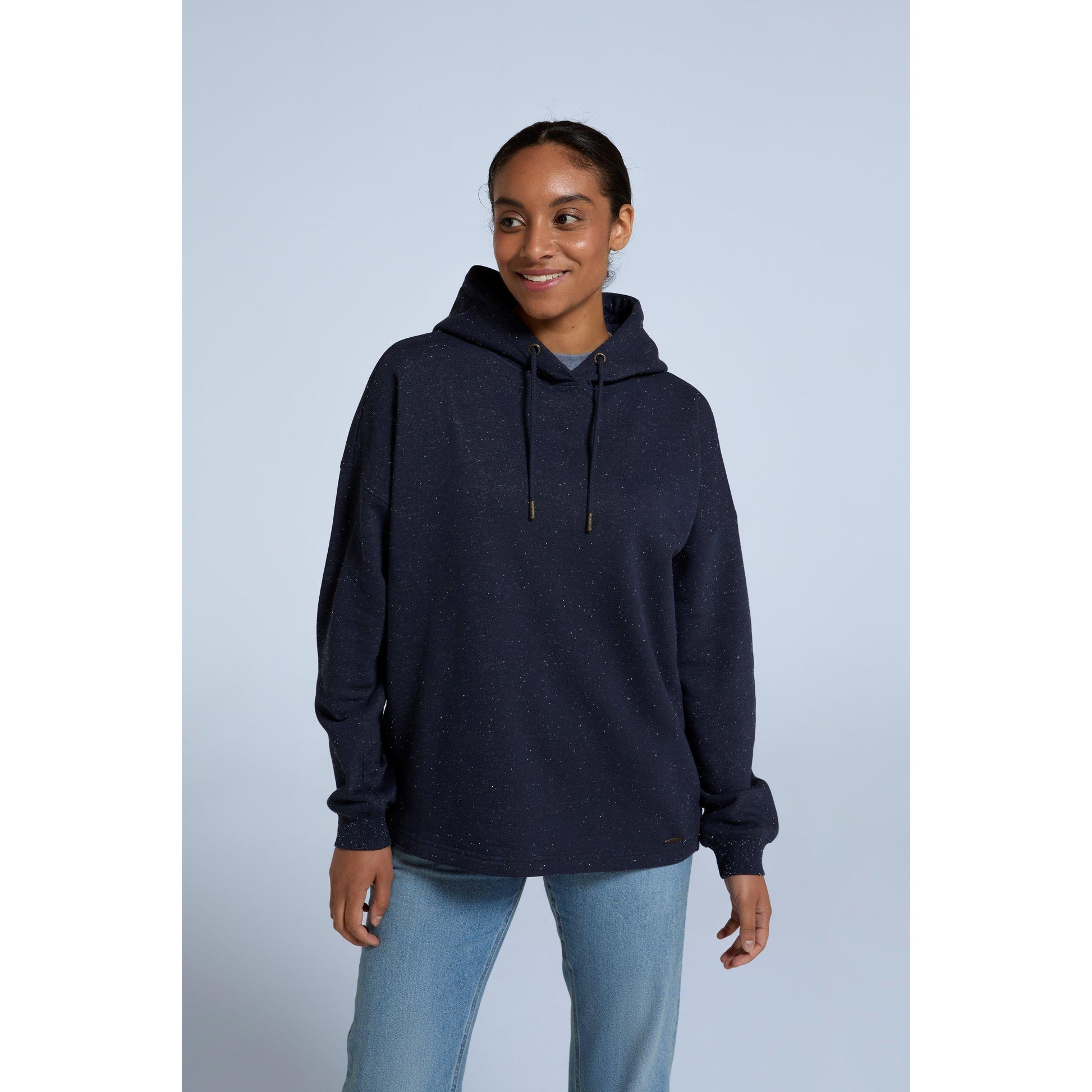 Navy - Front - Animal Womens-Ladies Amber Organic Relaxed Fit Hoodie