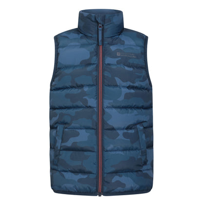 Petrol - Front - Mountain Warehouse Childrens-Kids Rocko Camouflage Padded Gilet