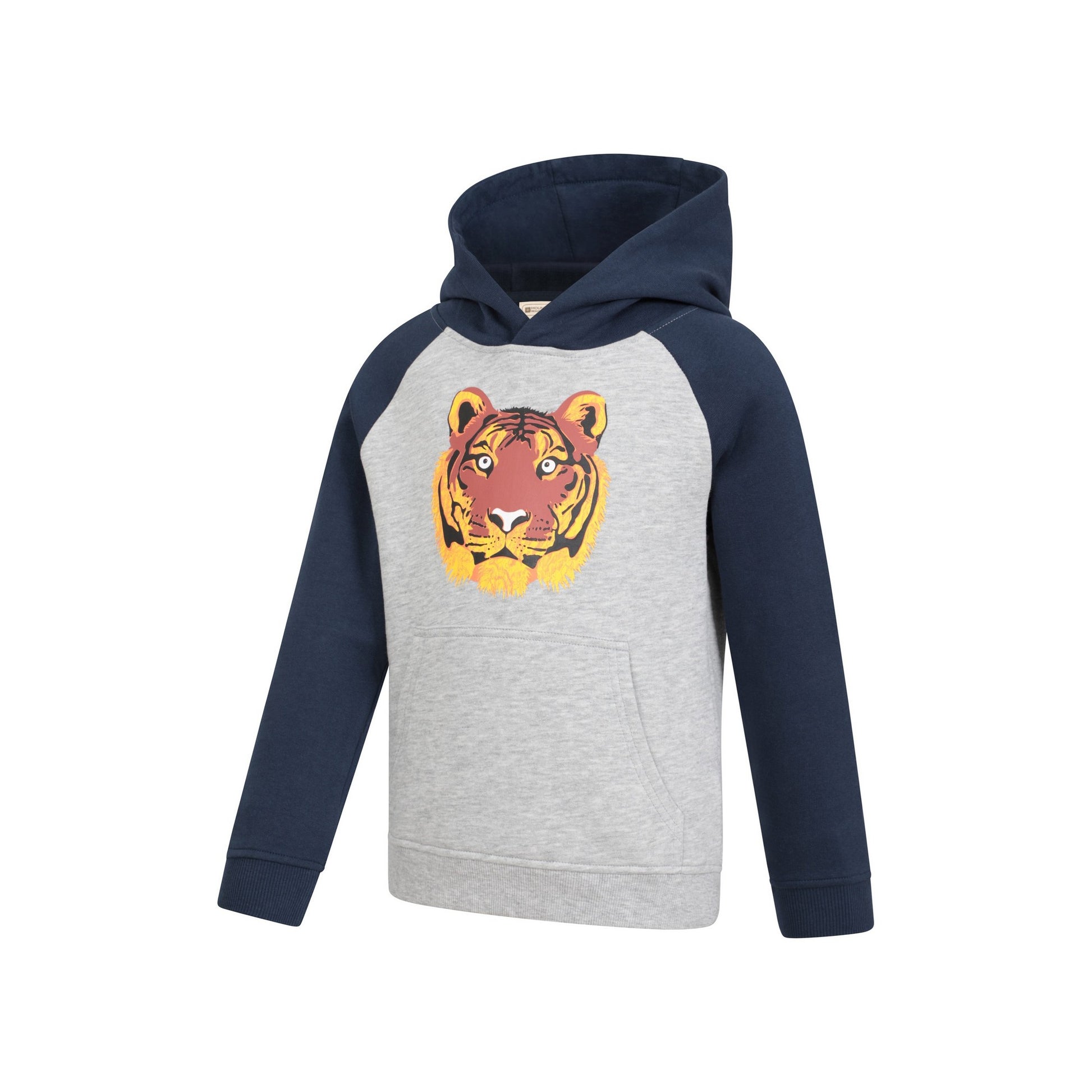 Grey-Navy - Lifestyle - Mountain Warehouse Childrens-Kids Terry Tiger Organic Hoodie