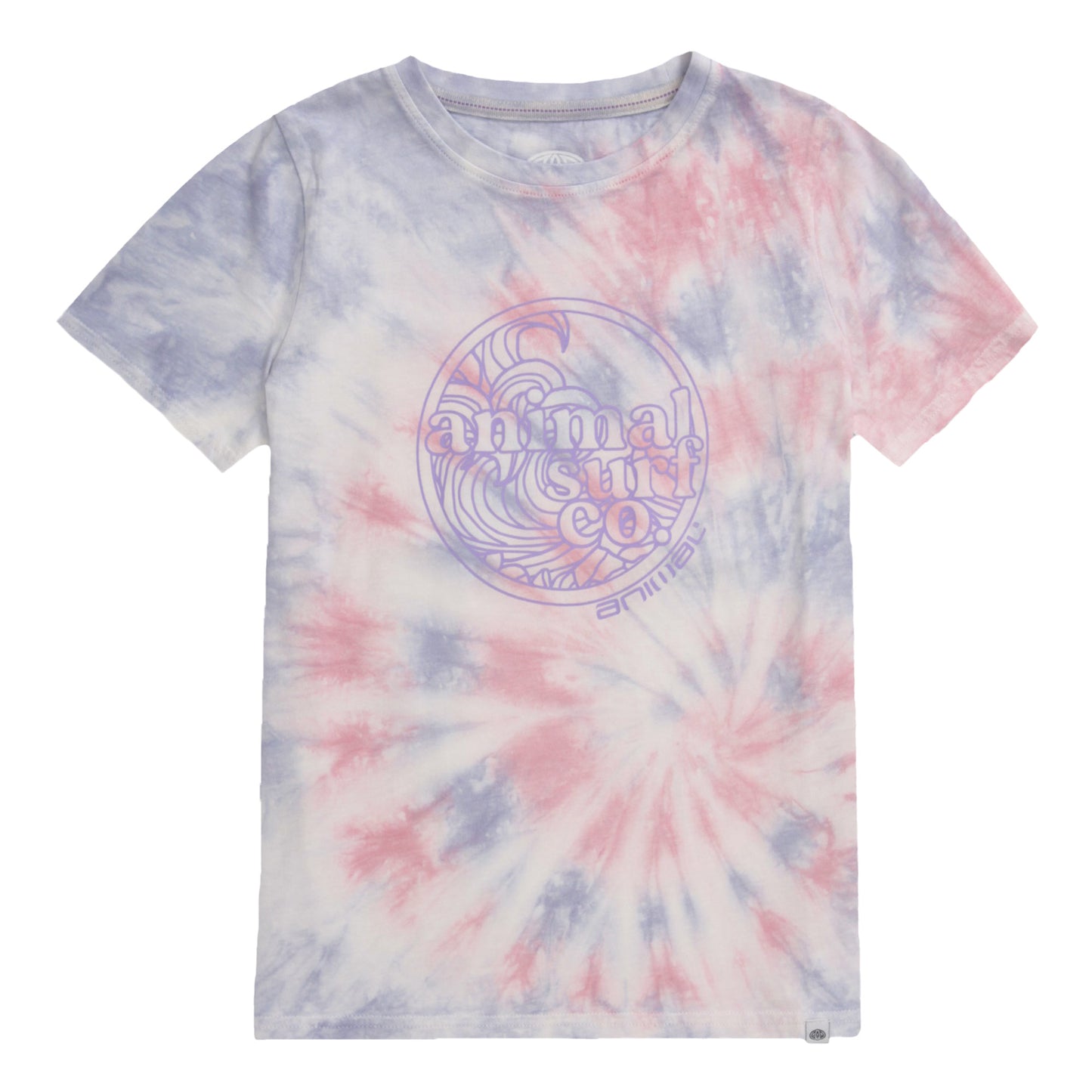Pale Pink - Front - Animal Childrens-Kids Charley Tie Dye Organic T-Shirt
