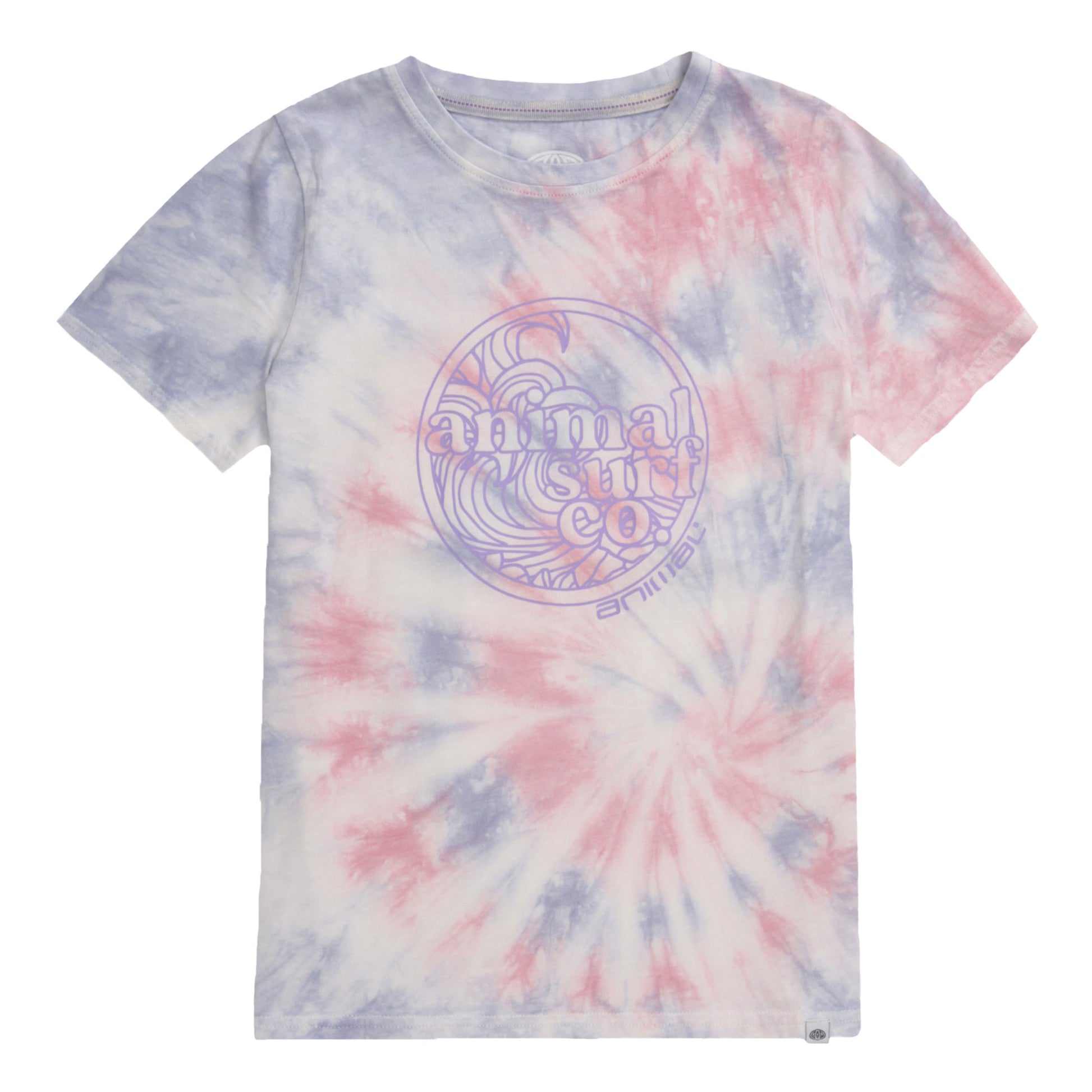 Pale Pink - Front - Animal Childrens-Kids Charley Tie Dye Organic T-Shirt