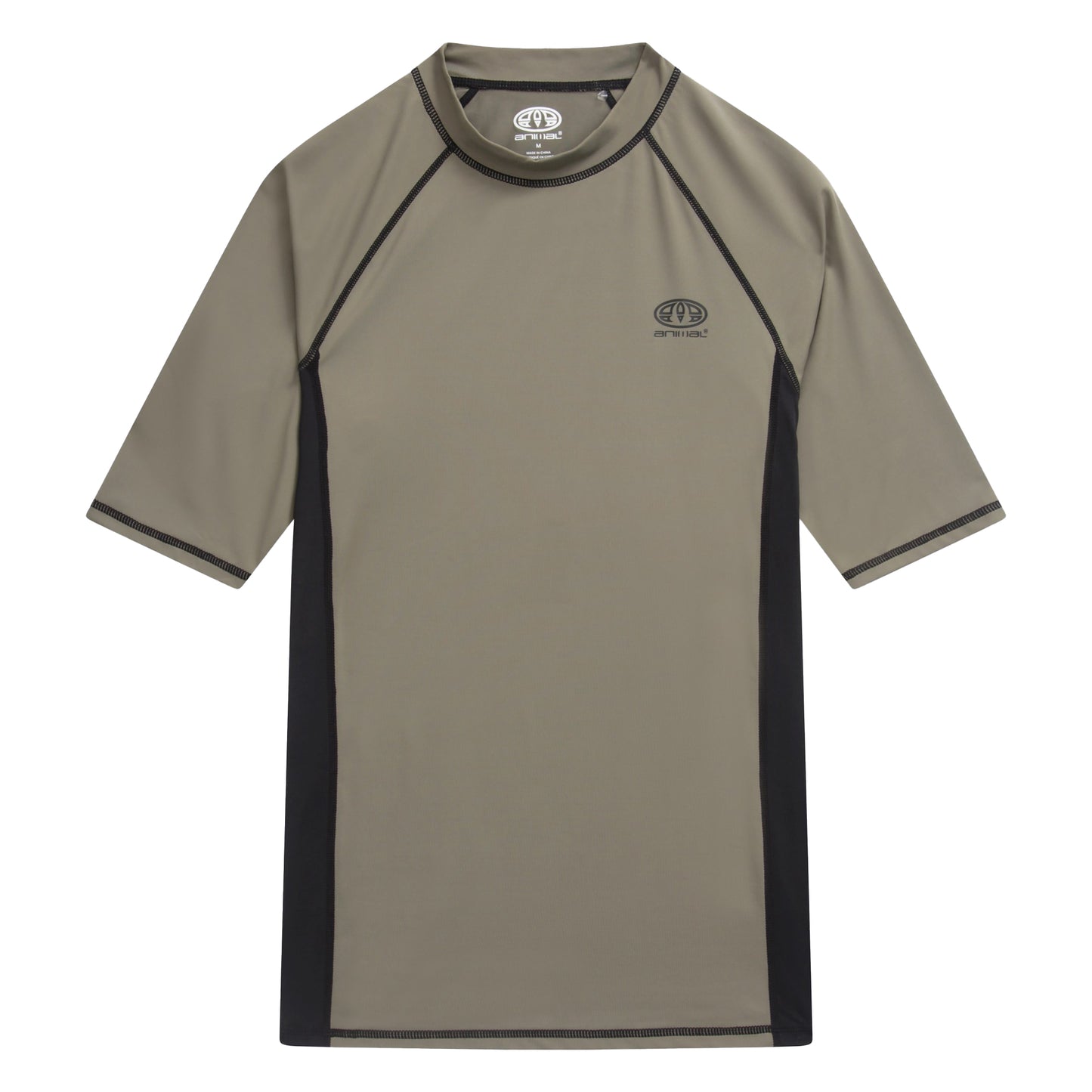 Khaki Green - Front - Animal Mens Kai Recycled Rash Top