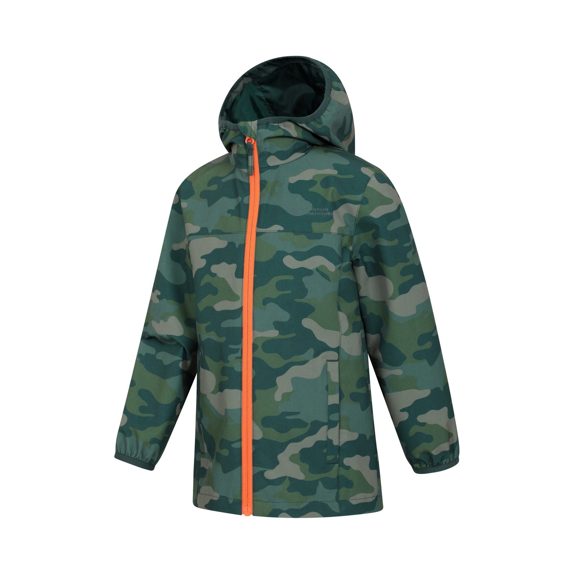 Green - Side - Mountain Warehouse Childrens-Kids Camo Waterproof Jacket