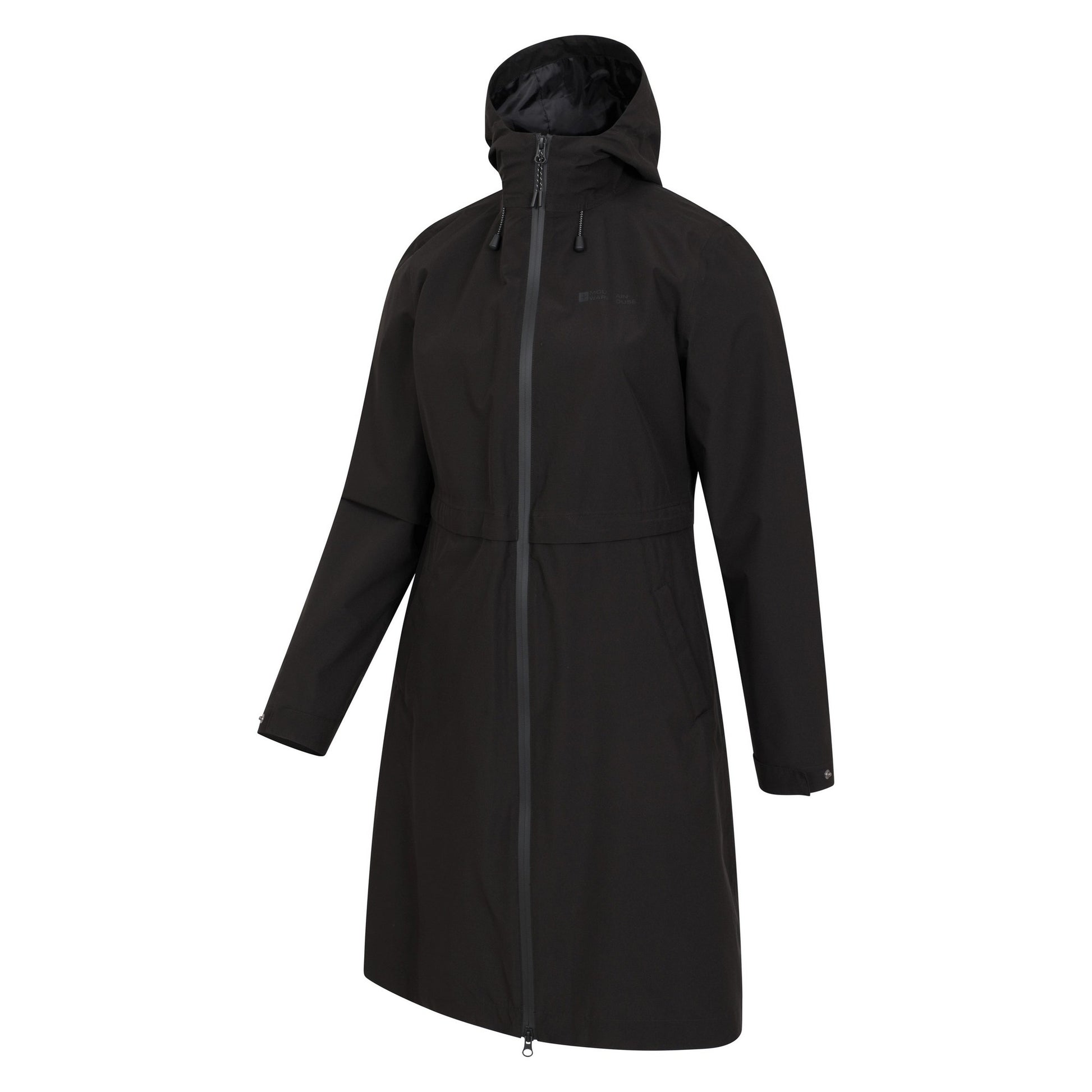 Black - Side - Mountain Warehouse Womens-Ladies Hilltop Extra Long Waterproof Jacket