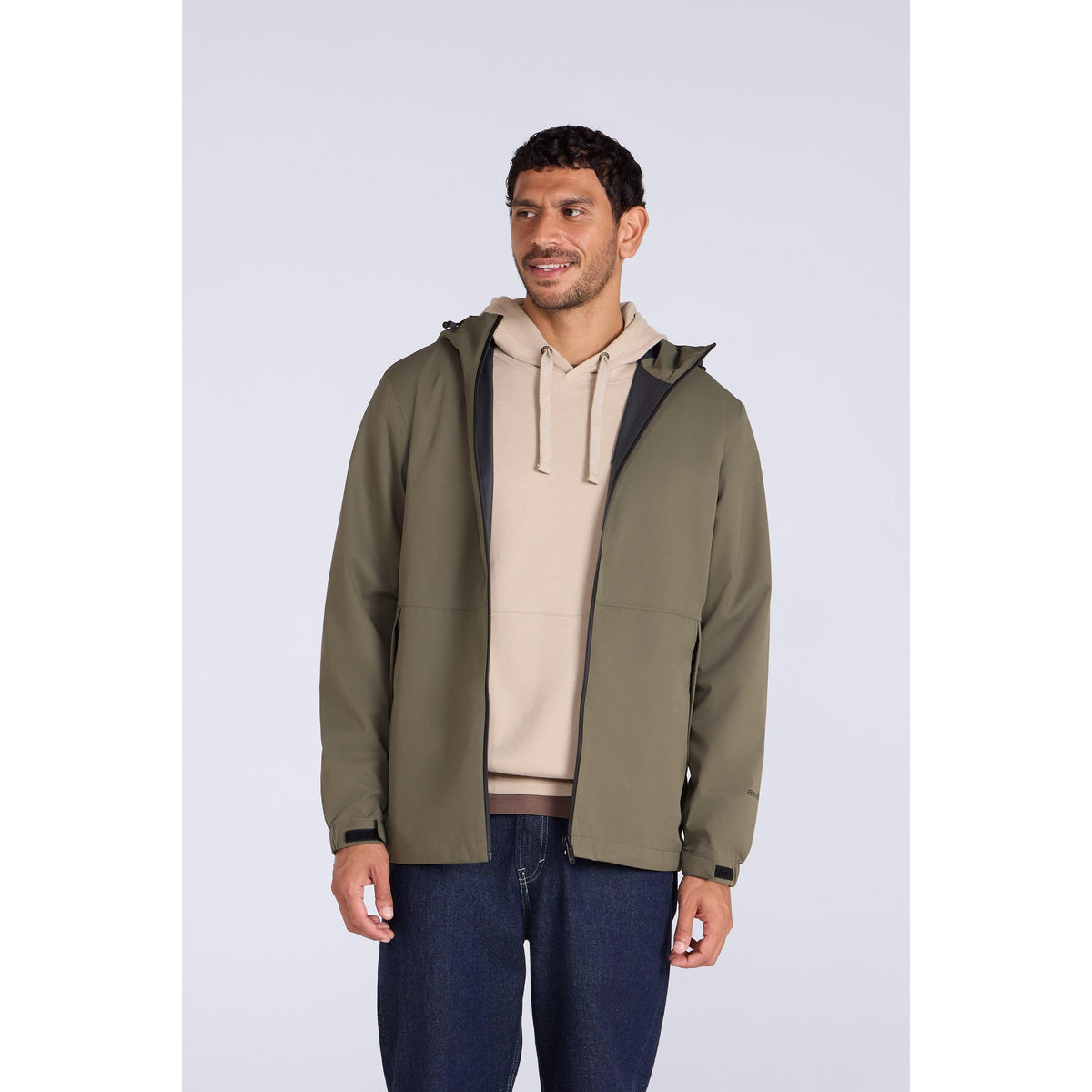 Dark Khaki - Front - Animal Mens Pace Packable Waterproof Jacket