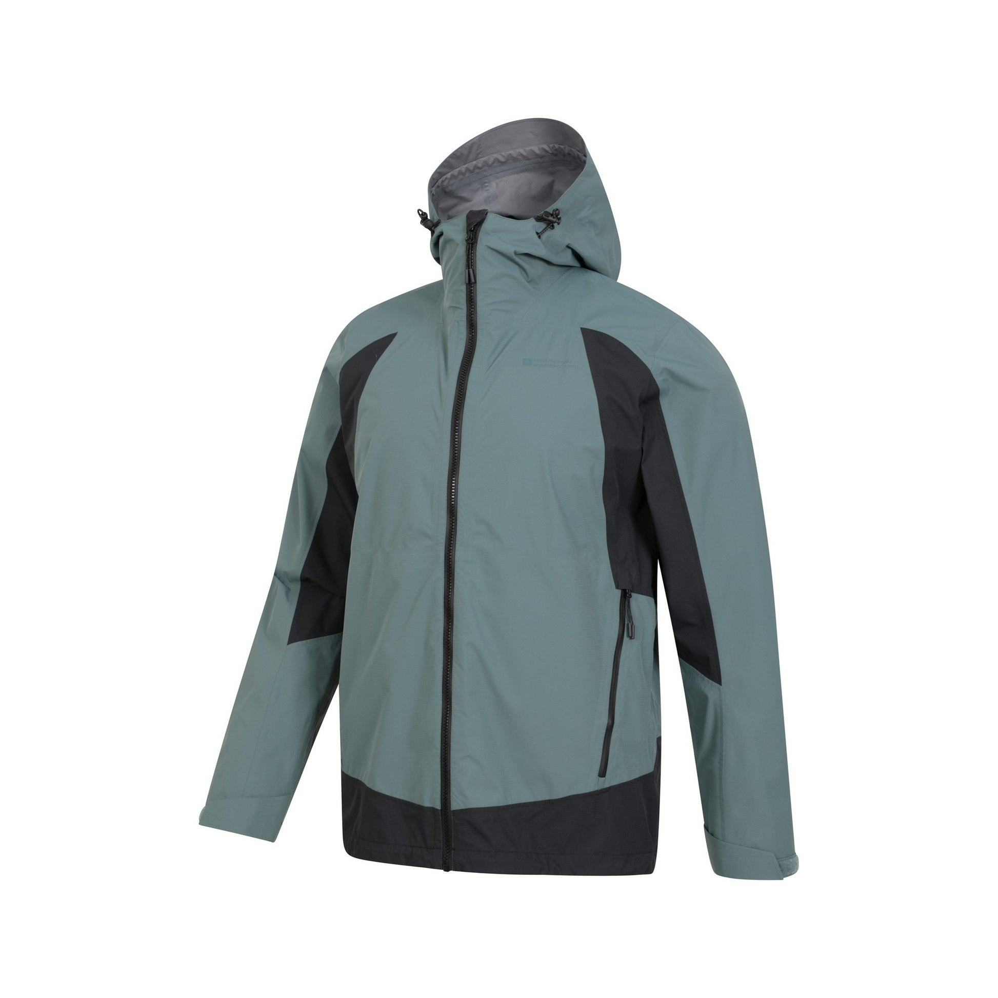 Black-Teal - Side - Mountain Warehouse Mens Valley Extreme Waterproof 2.5 Layer Waterproof Jacket