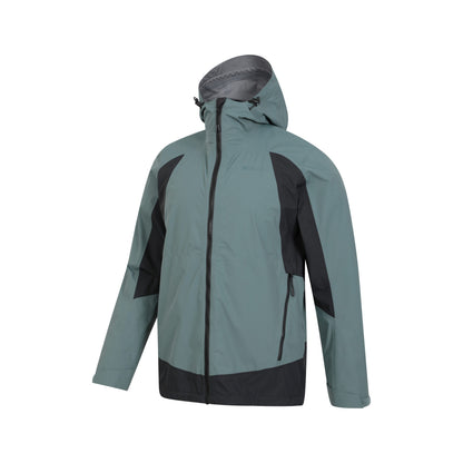 Black-Teal - Side - Mountain Warehouse Mens Valley Extreme Waterproof 2.5 Layer Waterproof Jacket